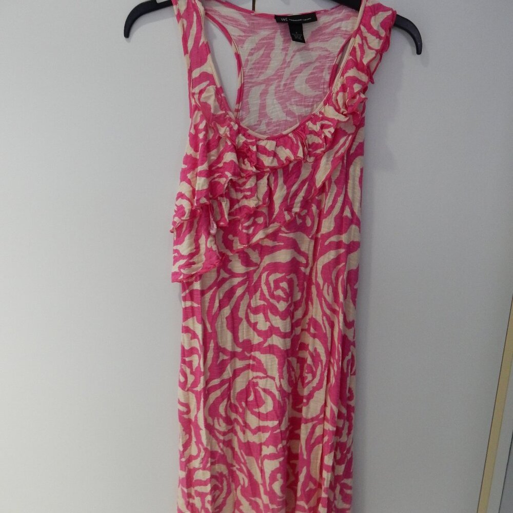 INC International Concepts summer dress. Size small. Vibrant pink and off white